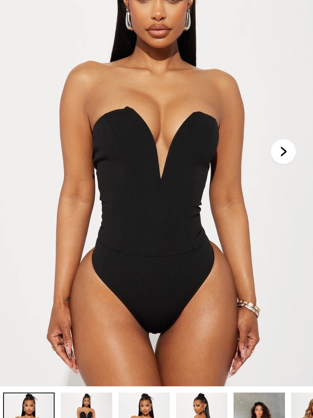 Strapless Black One-Piece thong - Classic Silhouette